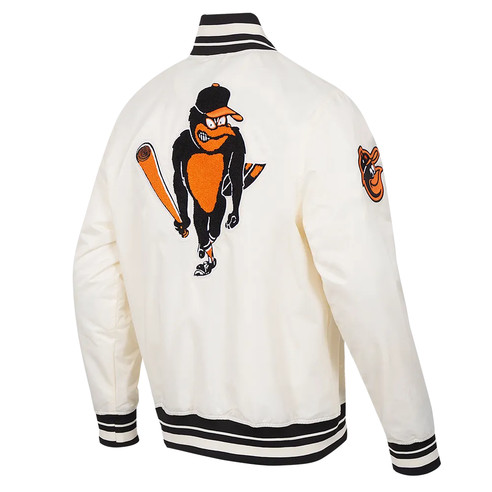 MLB BALTIMORE ORIOLES RETRO CLASSIC MEN'S RIB SATIN JACKET (EGGSHELL/ BLACK)