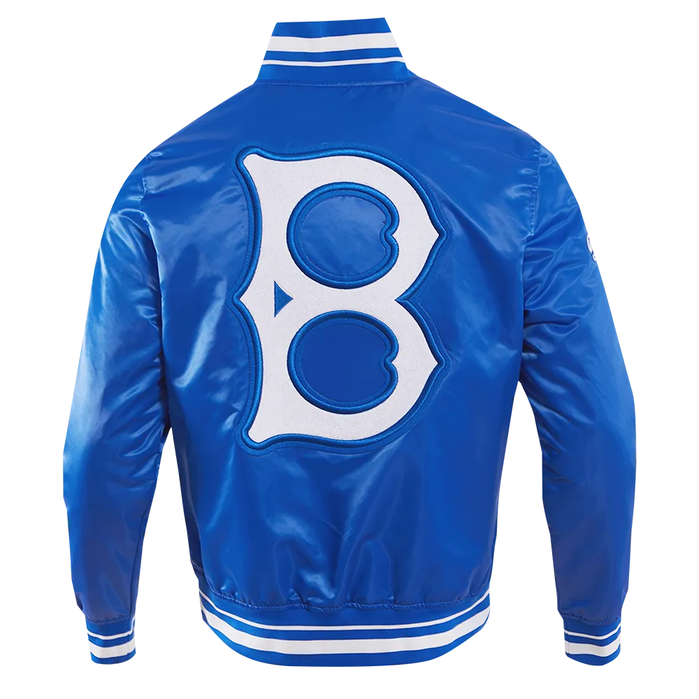 MLB BROOKLYN DODGERS RETRO CLASSIC MEN'S RIB SATIN JACKET (ROYAL BLUE)