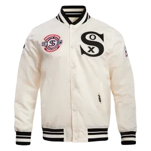 MLB CHICAGO WHITE SOX RETRO CLASSIC MEN'S RIB SATIN JACKET (EGGSHELL/BLACK)