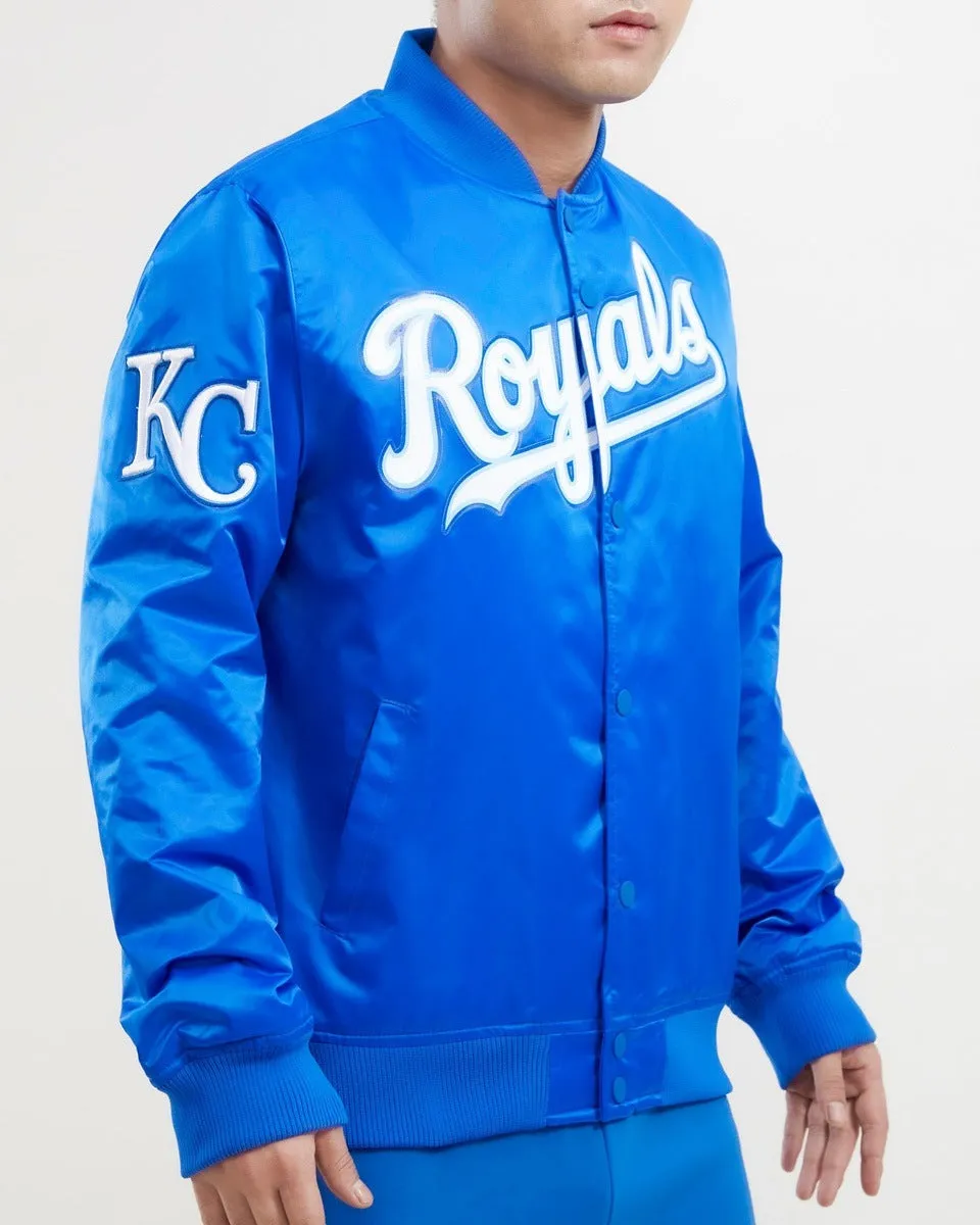 MLB KANSAS CITY ROYALS BIG LOGO MEN'S SATIN JACKET (ROYAL BLUE)