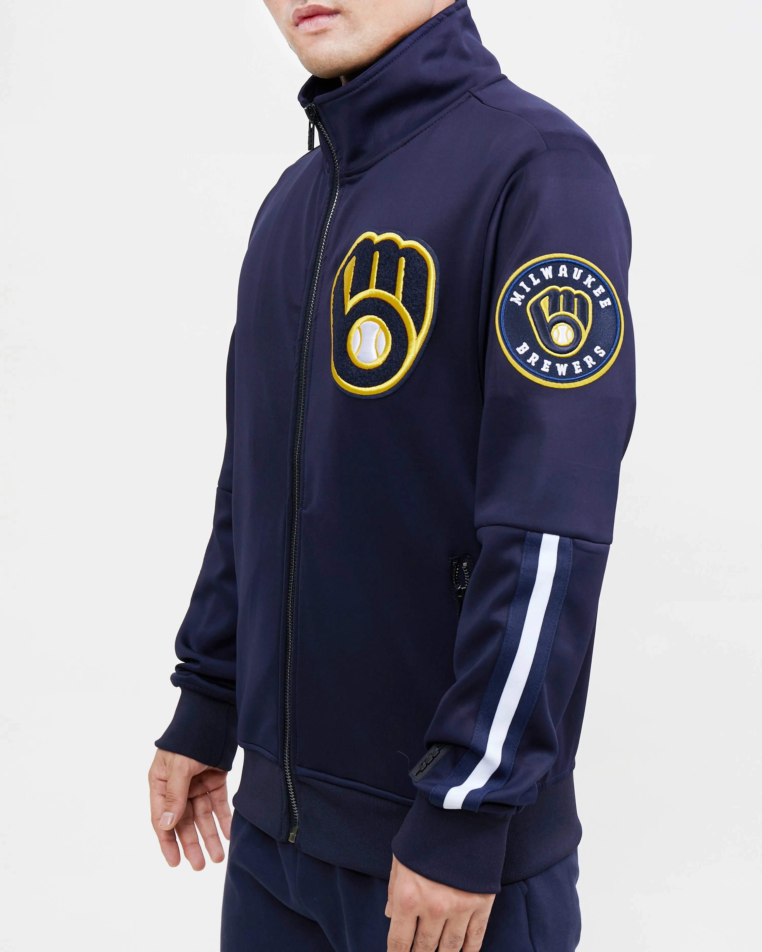 MLB MILWAUKEE BREWERS CLASSIC MEN'S TRACK JACKET (MIDNIGHT NAVY)