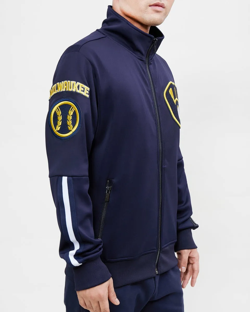 MLB MILWAUKEE BREWERS CLASSIC MEN'S TRACK JACKET (MIDNIGHT NAVY)