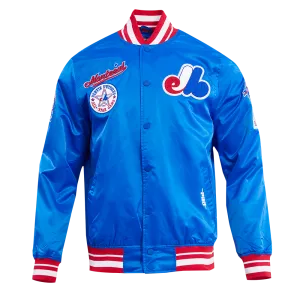 MLB MONTREAL EXPOS RETRO CLASSIC MEN'S RIB SATIN JACKET (ROYAL BLUE/RED)