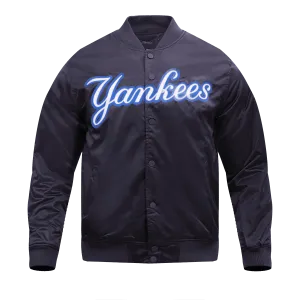 MLB NEW YORK YANKEES BIG LOGO MEN'S SATIN JACKET (MIDNIGHT NAVY)