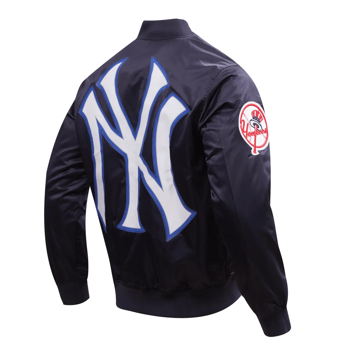 MLB NEW YORK YANKEES BIG LOGO MEN'S SATIN JACKET (MIDNIGHT NAVY)