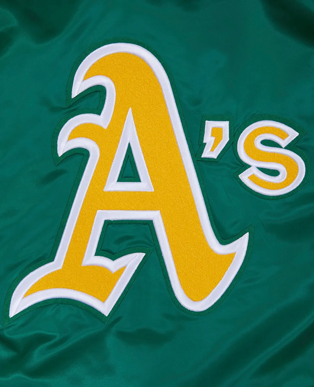 MLB OAKLAND ATHLETICS RETRO CLASSIC MEN'S RIB SATIN JACKET (KELLY GREEN)