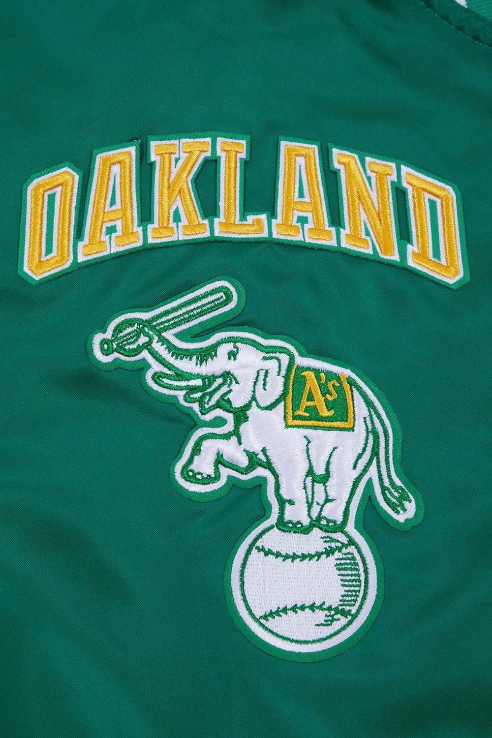 MLB OAKLAND ATHLETICS RETRO CLASSIC MEN'S RIB SATIN JACKET (KELLY GREEN)