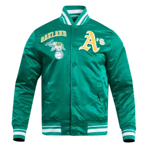 MLB OAKLAND ATHLETICS RETRO CLASSIC MEN'S RIB SATIN JACKET (KELLY GREEN)