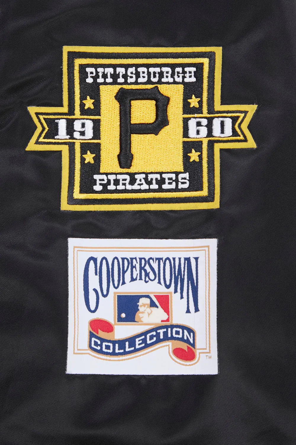 MLB PITTSBURGH PIRATES RETRO CLASSIC MEN'S RIB SATIN JACKET (BLACK/YELLOW)