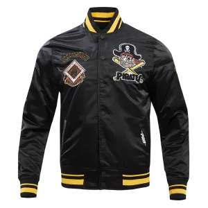 MLB PITTSBURGH PIRATES RETRO CLASSIC MEN'S RIB SATIN JACKET (BLACK/YELLOW)