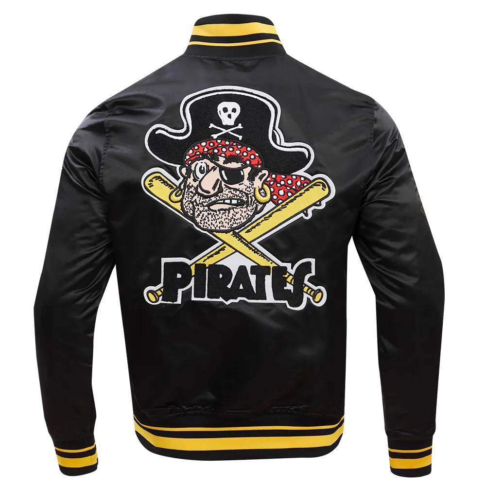 MLB PITTSBURGH PIRATES RETRO CLASSIC MEN'S RIB SATIN JACKET (BLACK/YELLOW)