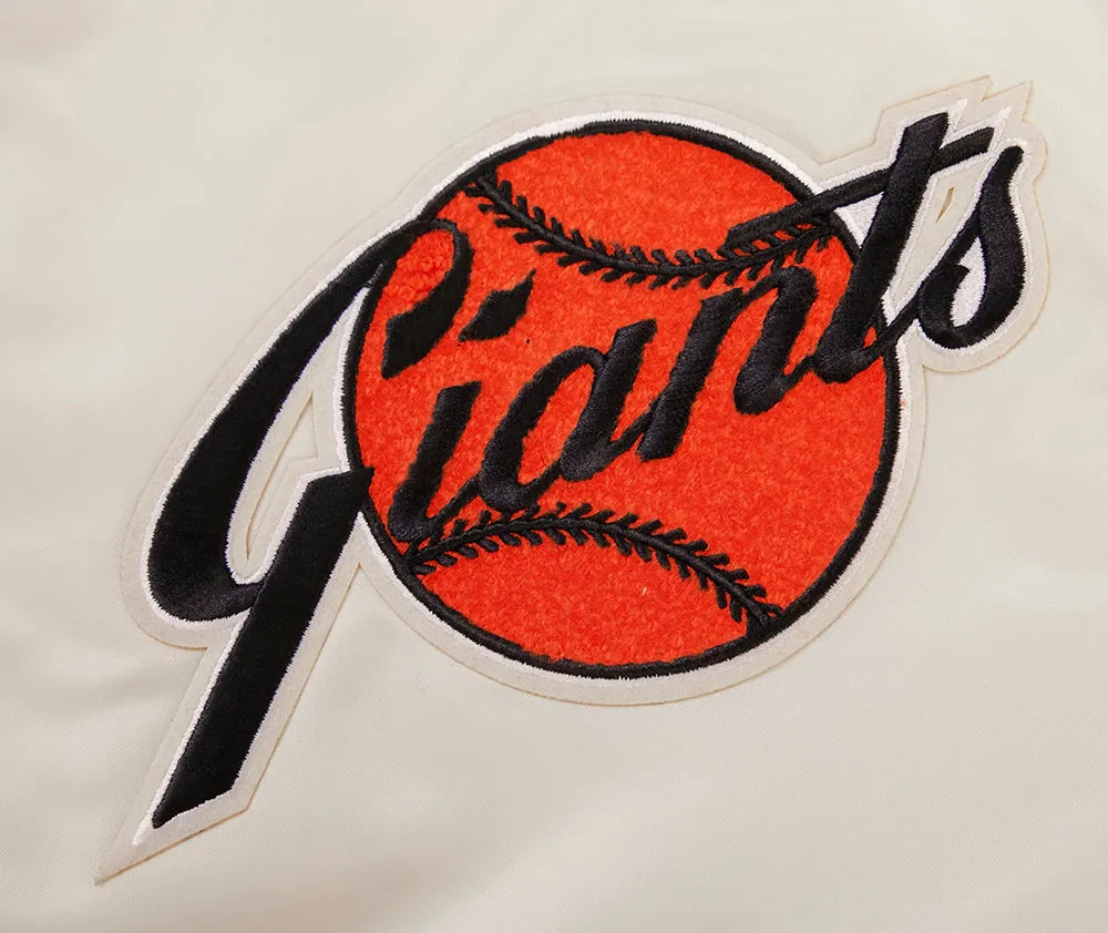 MLB SAN FRANCISCO GIANTS RETRO CLASSIC MEN'S RIB SATIN JACKET (EGGSHELL/BLACK)