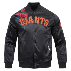 MLB SAN FRANCISCO GIANTS ROSES SATIN JACKET (BLACK)