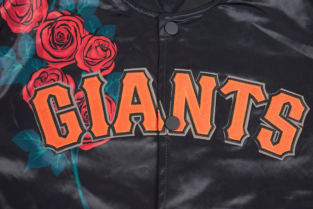 MLB SAN FRANCISCO GIANTS ROSES SATIN JACKET (BLACK)