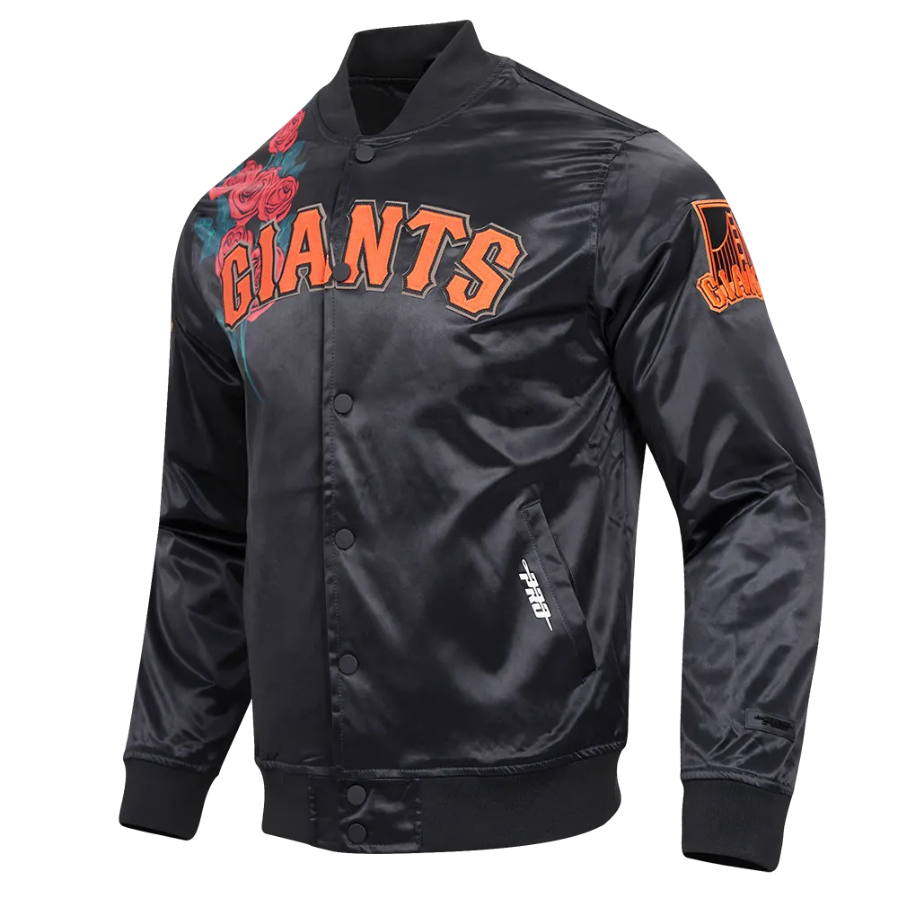 MLB SAN FRANCISCO GIANTS ROSES SATIN JACKET (BLACK)