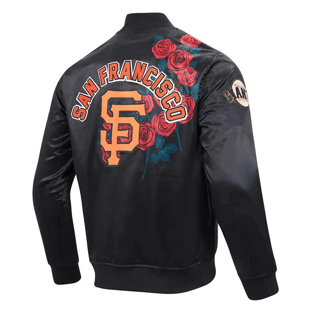 MLB SAN FRANCISCO GIANTS ROSES SATIN JACKET (BLACK)