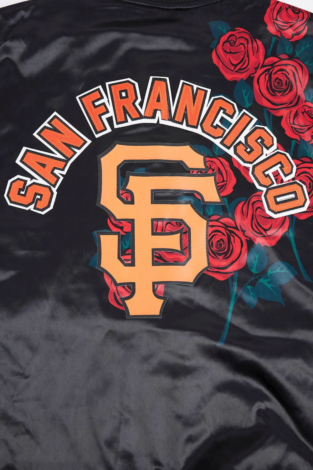 MLB SAN FRANCISCO GIANTS ROSES SATIN JACKET (BLACK)