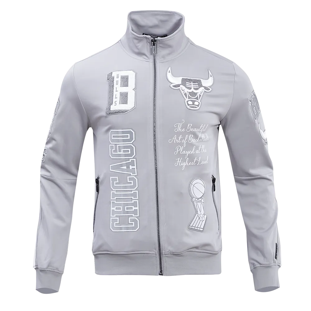 NBA CHICAGO BULLS POLY CTTN KNIT MEN'S TRACK JACKET (GRAY)