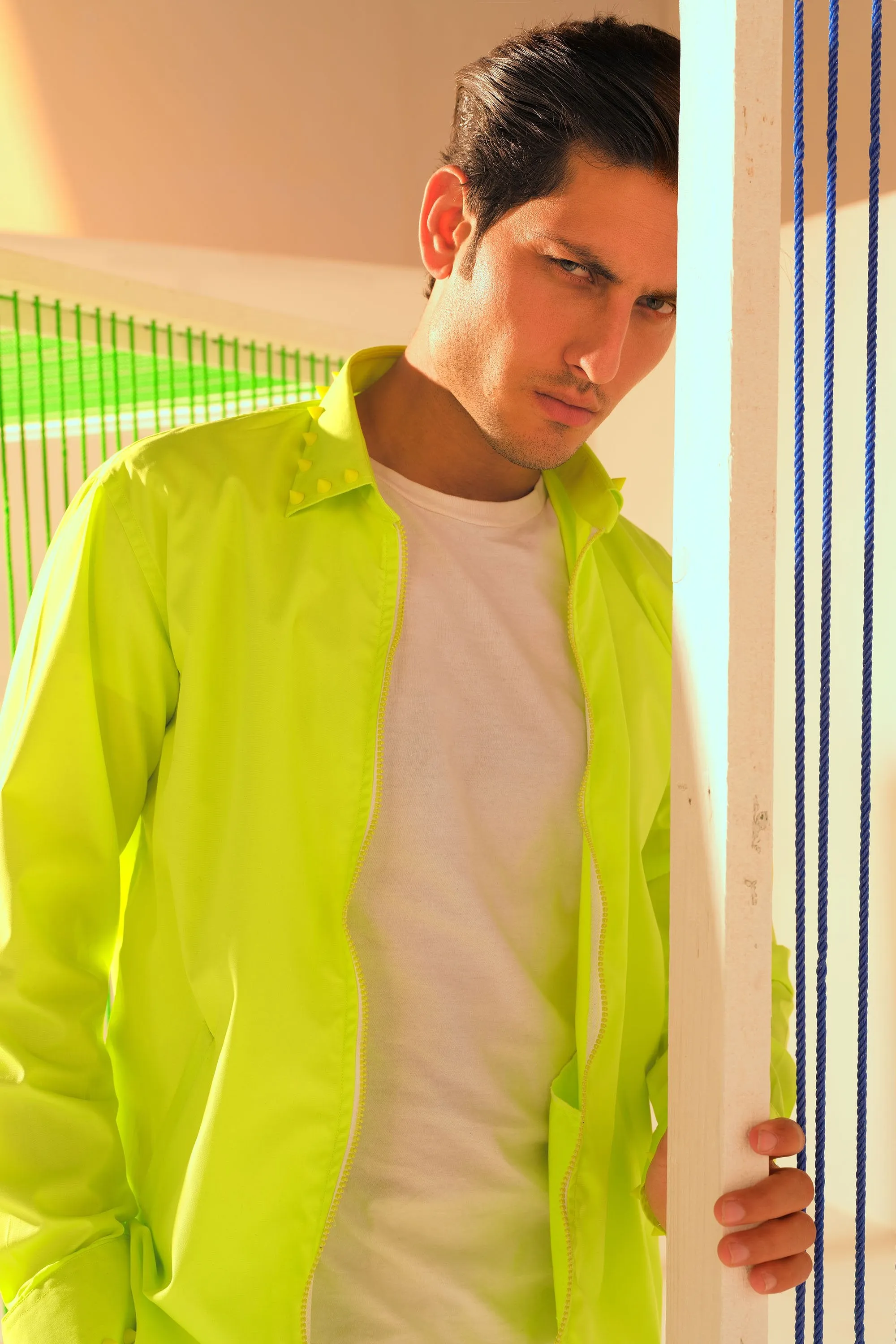 Neon Green Studded Jacket