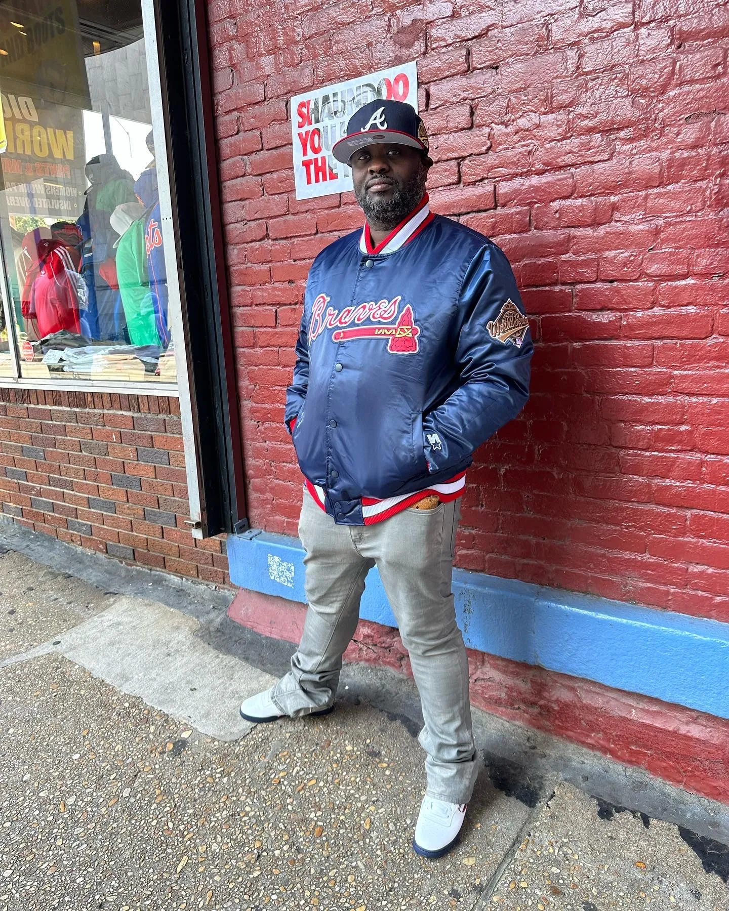 NEW Atlanta Braves Championship Starter Jacket NAVY