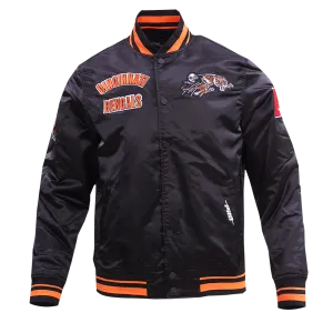 NFL CINCINNATI BENGALS RETRO CLASSIC MEN'S RIB SATIN JACKET (BLACK/ORANGE)