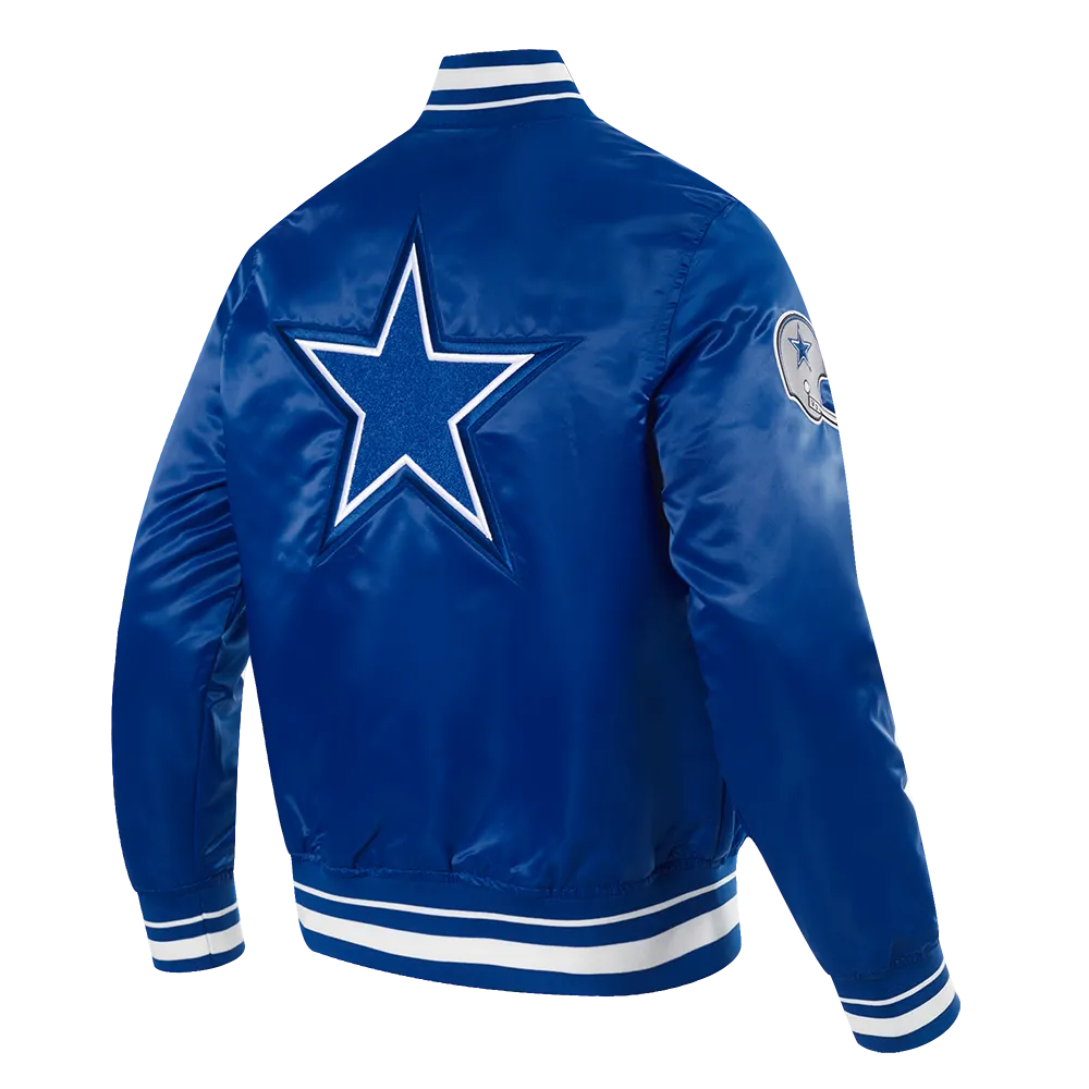 NFL DALLAS COWBOYS RETRO CLASSIC MEN'S RIB SATIN JACKET (DOGERS BLUE)