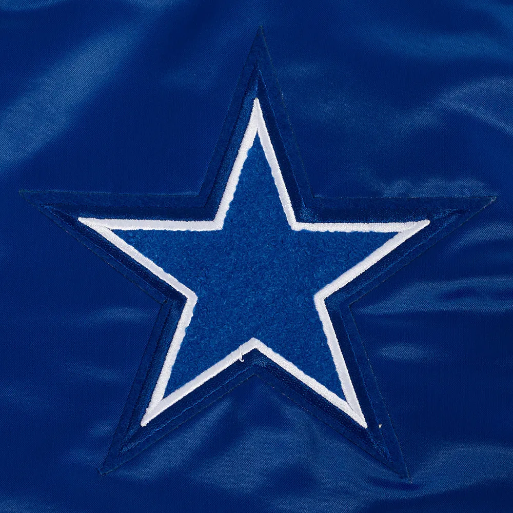 NFL DALLAS COWBOYS RETRO CLASSIC MEN'S RIB SATIN JACKET (DOGERS BLUE)