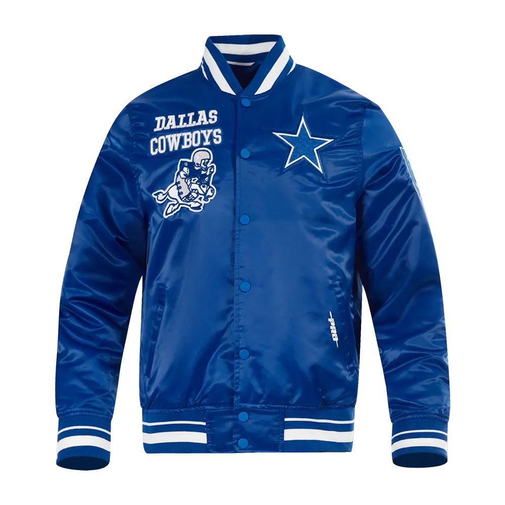 NFL DALLAS COWBOYS RETRO CLASSIC MEN'S RIB SATIN JACKET (DOGERS BLUE)