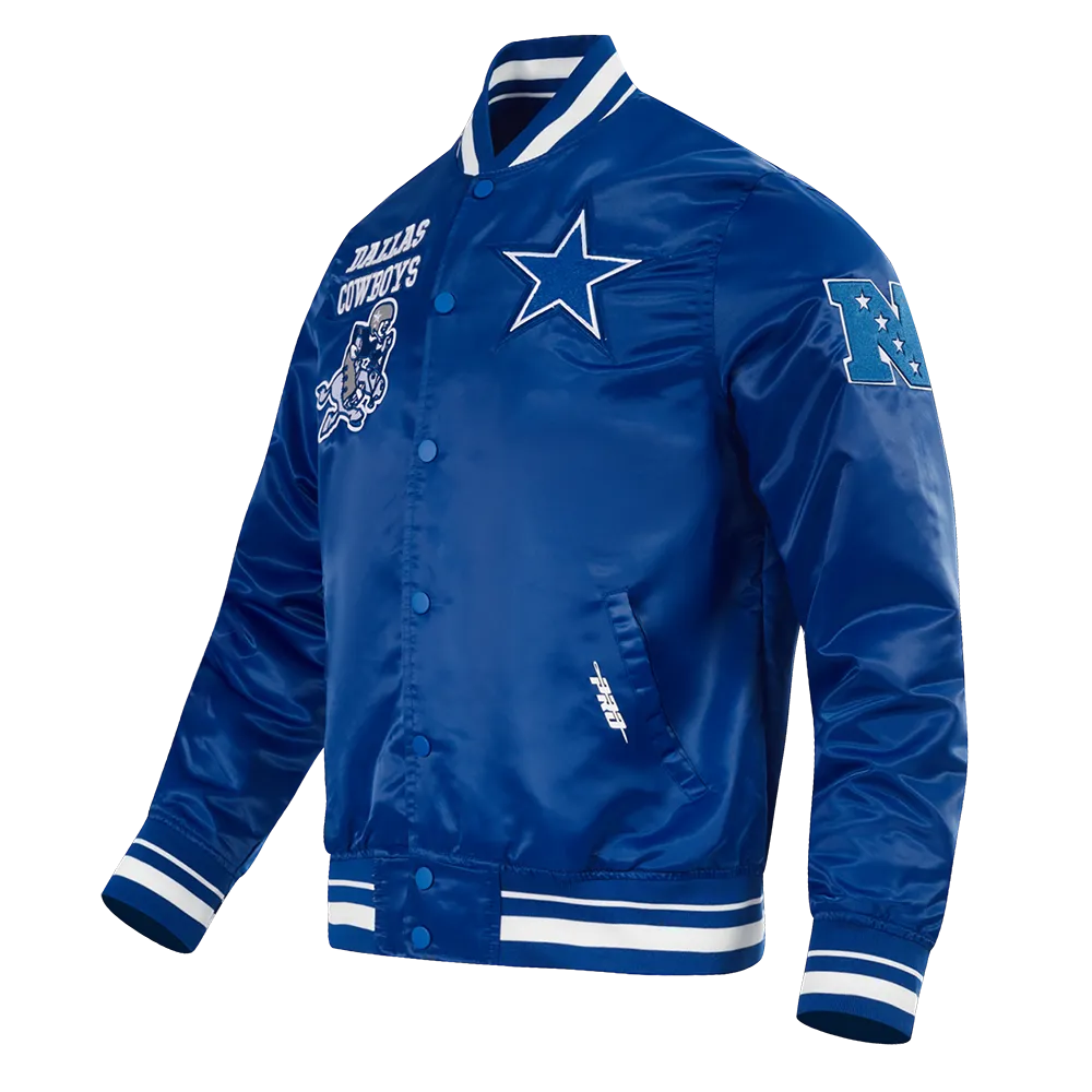 NFL DALLAS COWBOYS RETRO CLASSIC MEN'S RIB SATIN JACKET (DOGERS BLUE)