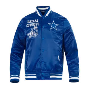 NFL DALLAS COWBOYS RETRO CLASSIC MEN'S RIB SATIN JACKET (DOGERS BLUE)