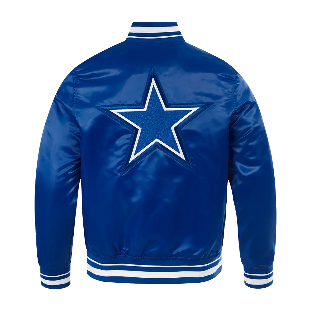 NFL DALLAS COWBOYS RETRO CLASSIC MEN'S RIB SATIN JACKET (DOGERS BLUE)