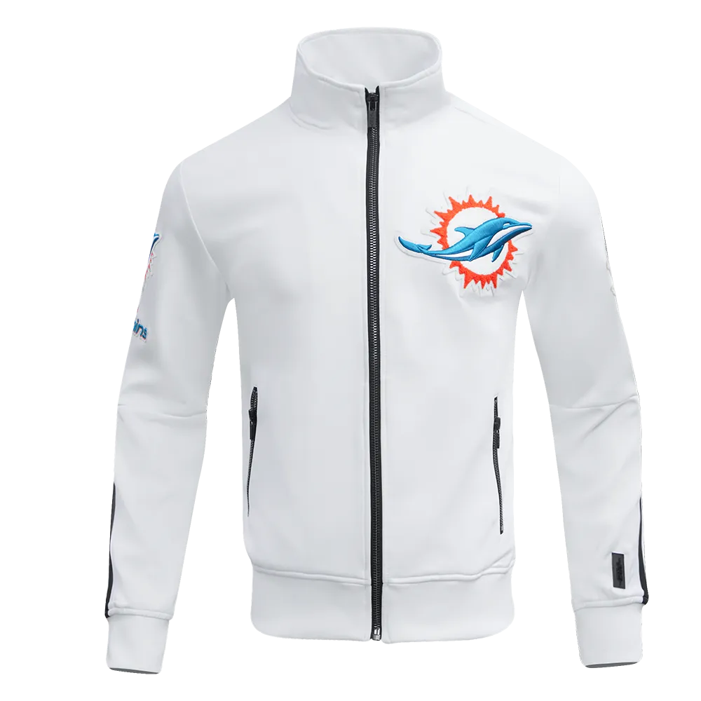 NFL MIAMI DOLPHINS CLASSIC MEN'S DK TRACK JACKET (WHITE/BLACK)