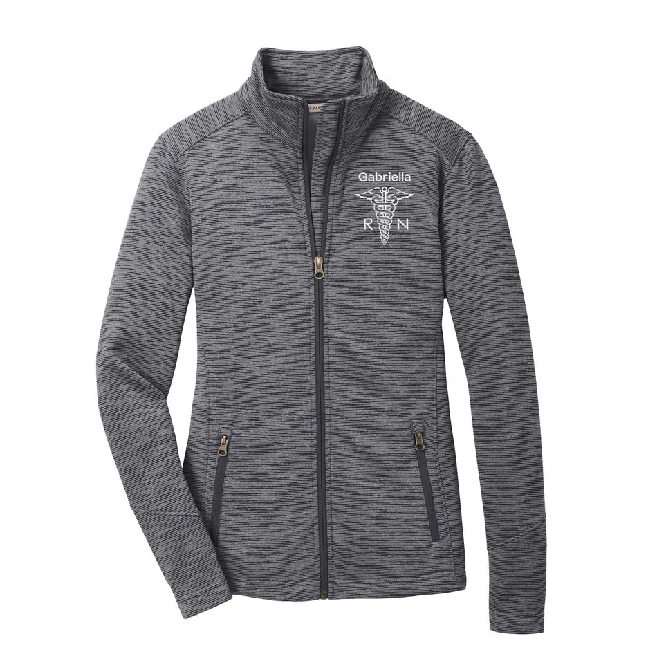 Nurse Modern Stripe Fleece Jacket - Ladies