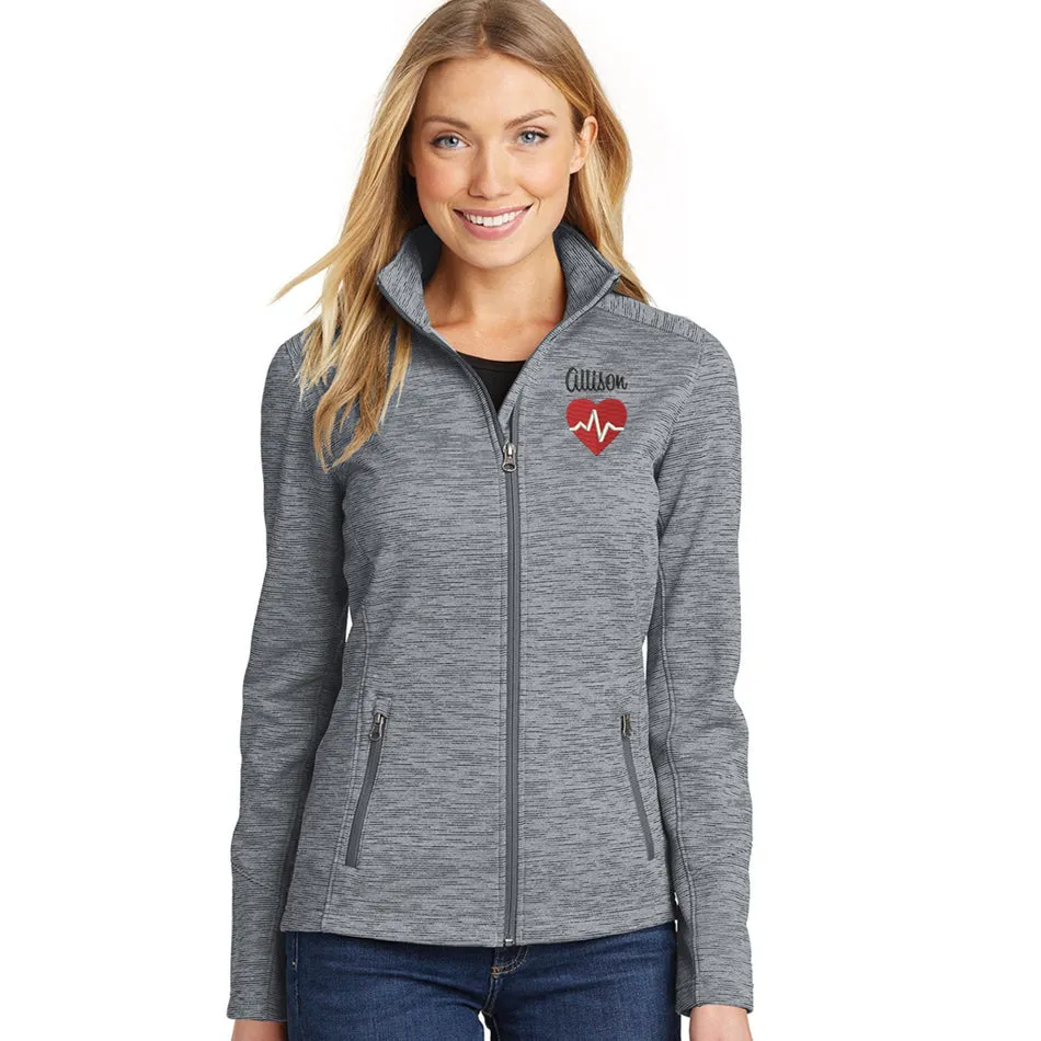 Nurse Modern Stripe Fleece Jacket - Ladies