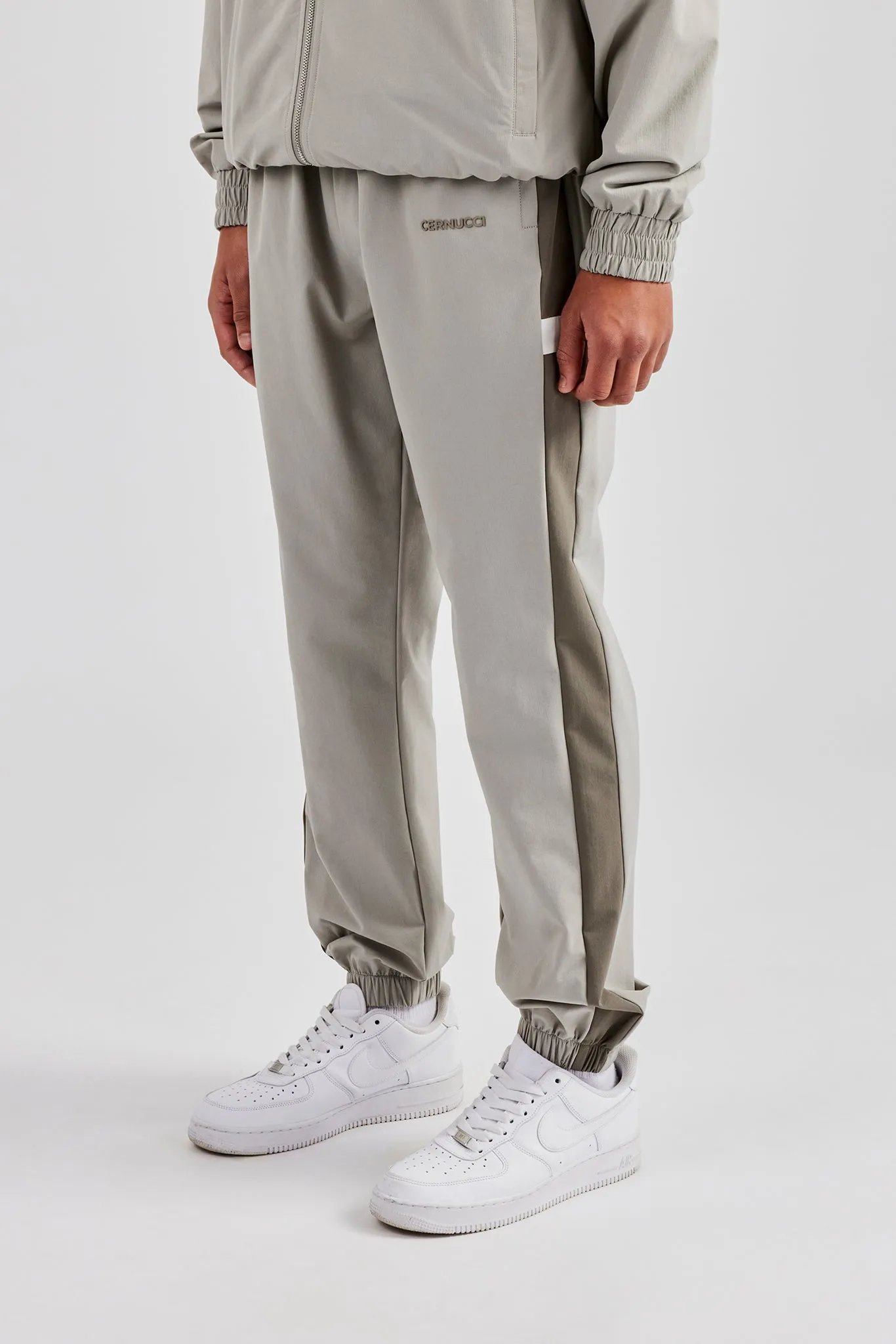 Nylon Colour Block Cuffed Jogger - Grey