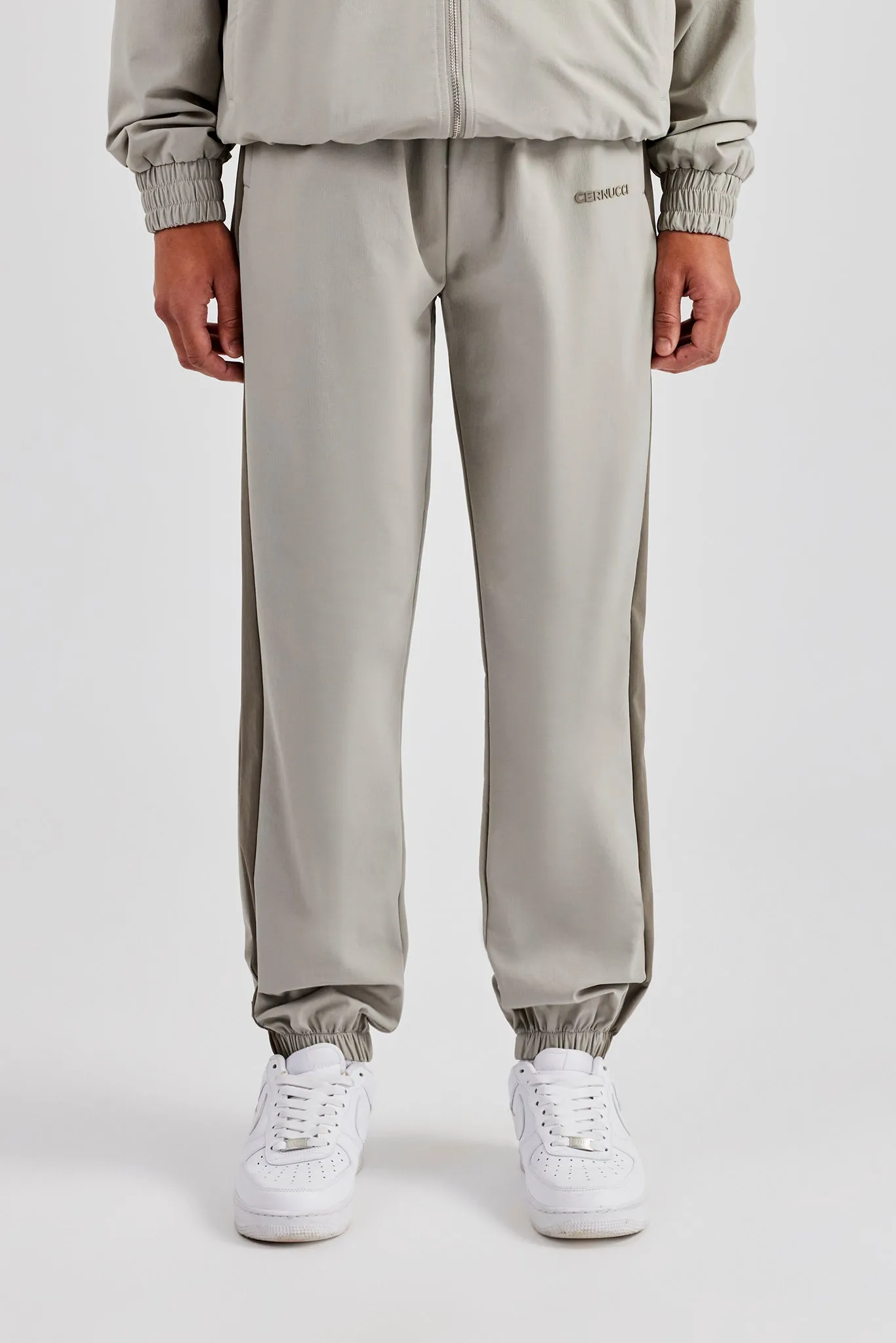 Nylon Colour Block Cuffed Jogger - Grey