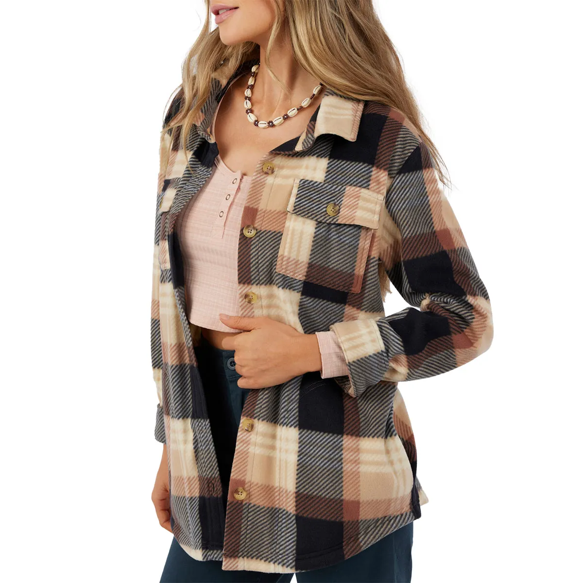 O'Neill Women's Collins Oversized Superfleece Flannel Shacket Jacket