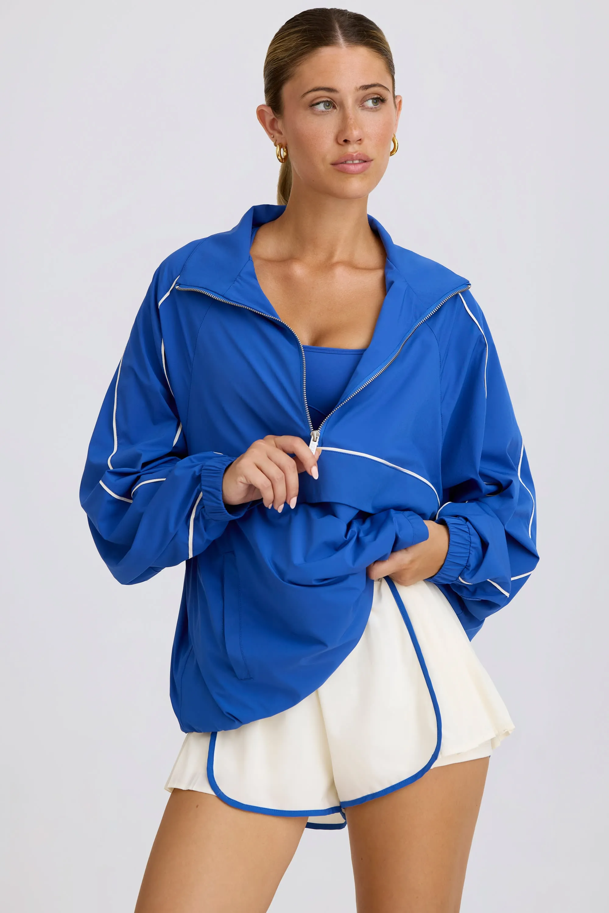 Oversized Track Jacket in Cobalt