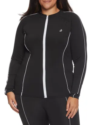 Plus Size Contrast Piping Track Jacket