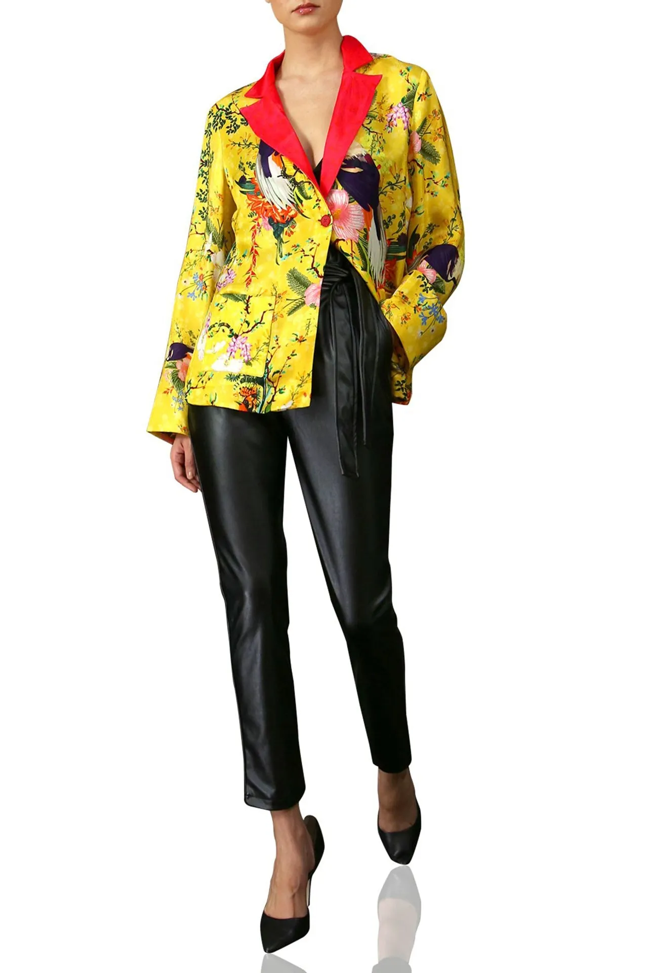 Print Silk Jacket in Yellow