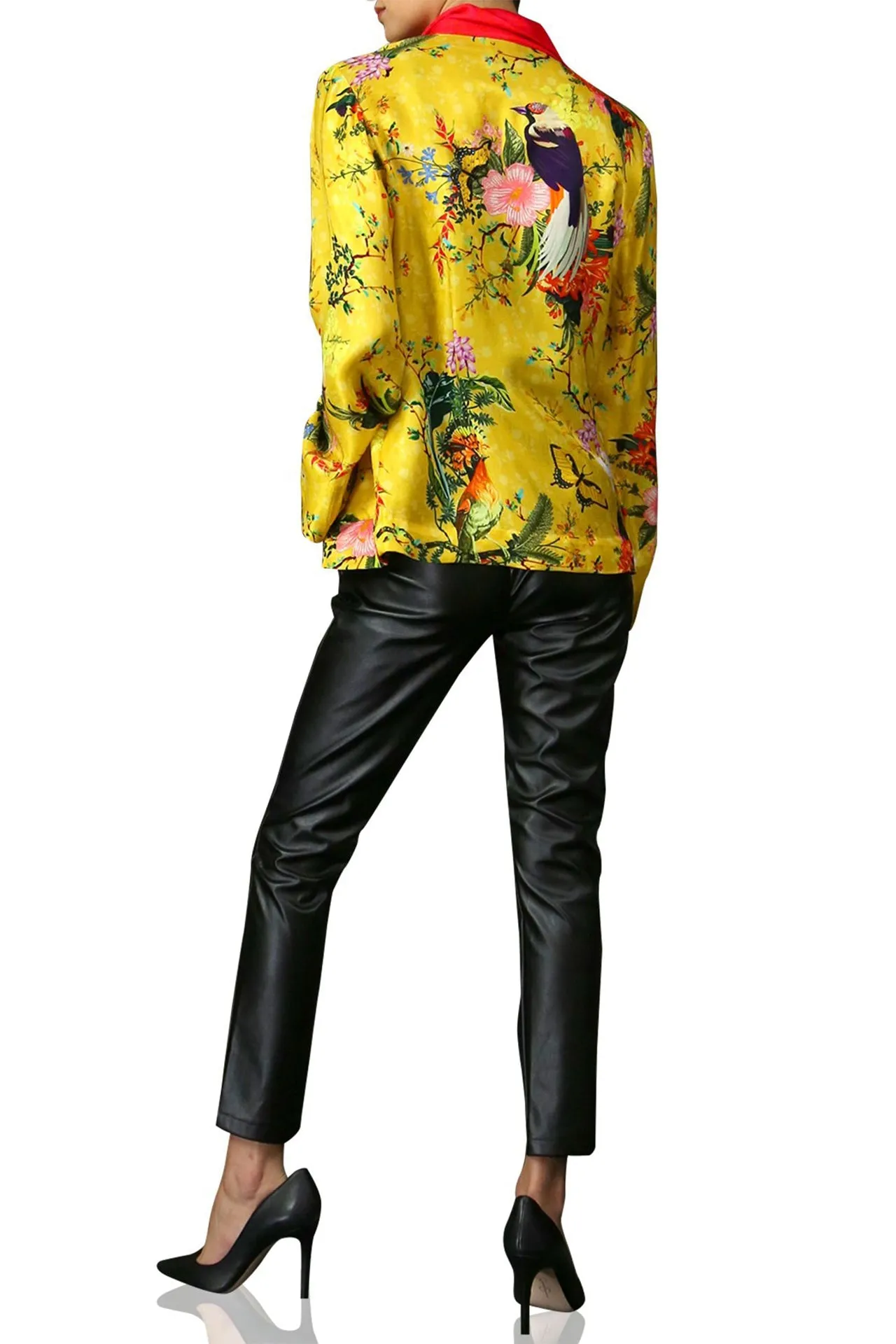 Print Silk Jacket in Yellow