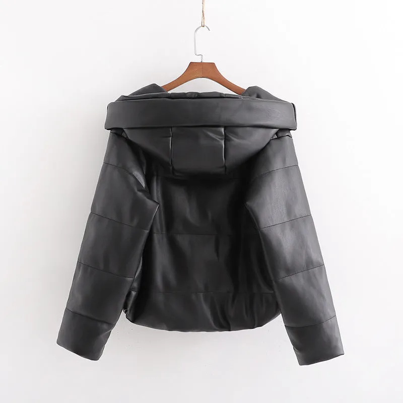 PU Leather Bomber Jacket