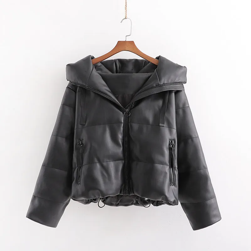 PU Leather Bomber Jacket