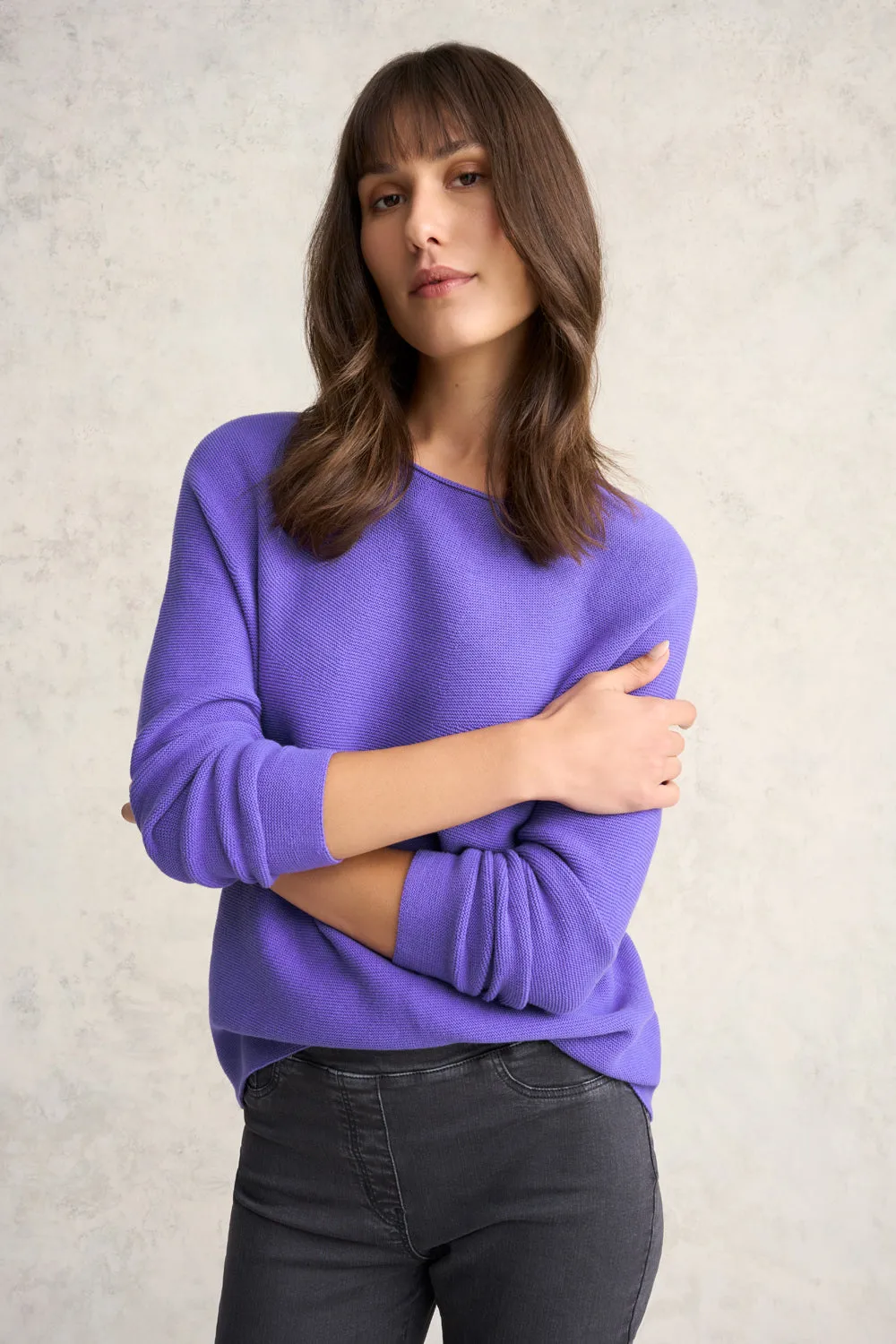 Purl Cotton Jumper - Purple Iris