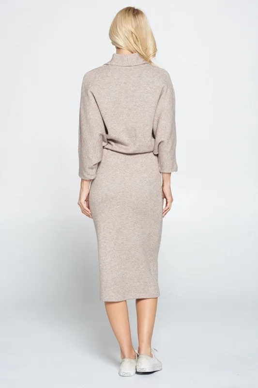 RENEE C. Sweater Knit Dolman Sleeve Midi Dress