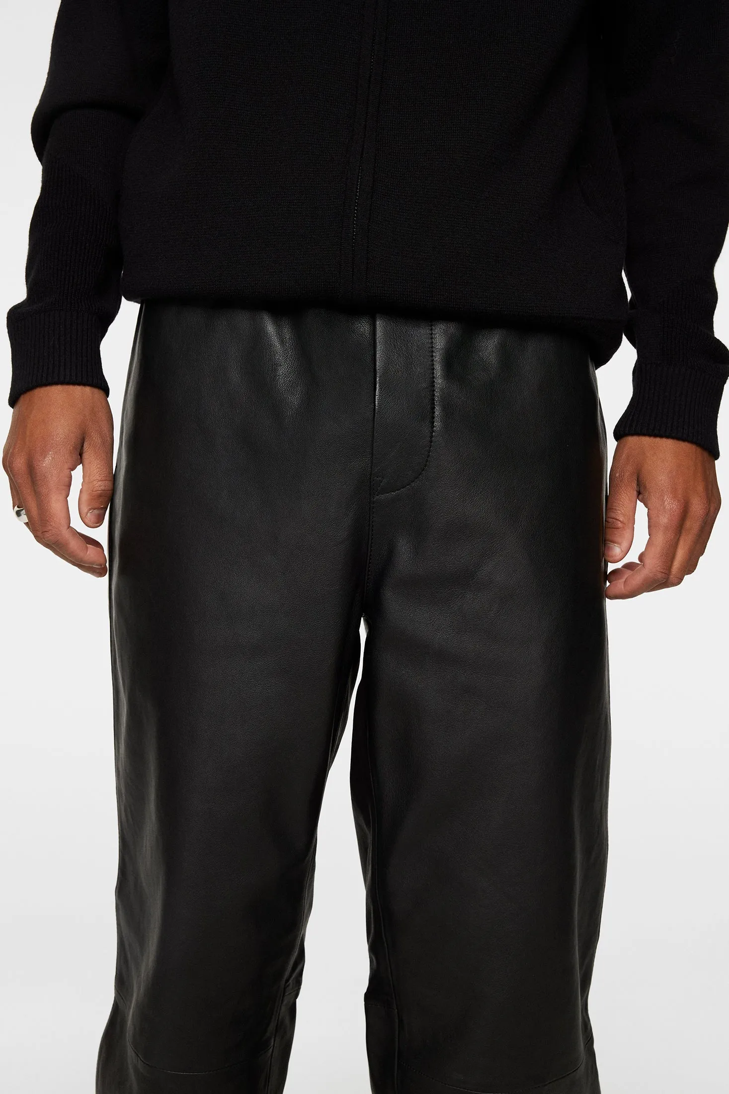 Santo Leather Track Pants / Black