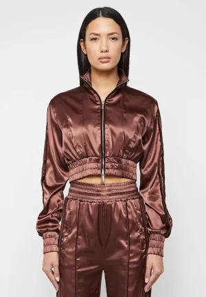 Satin Track Jacket - Brown