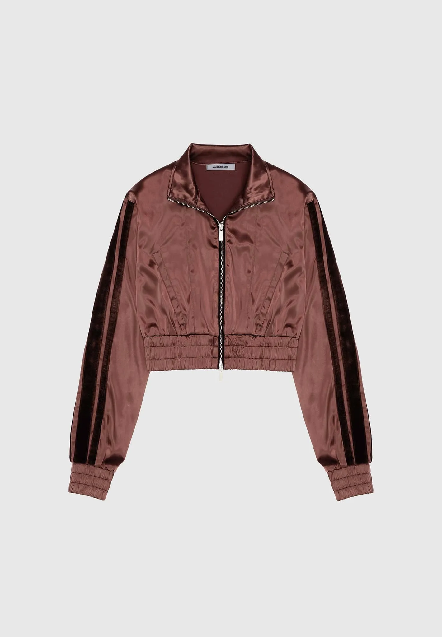 Satin Track Jacket - Brown