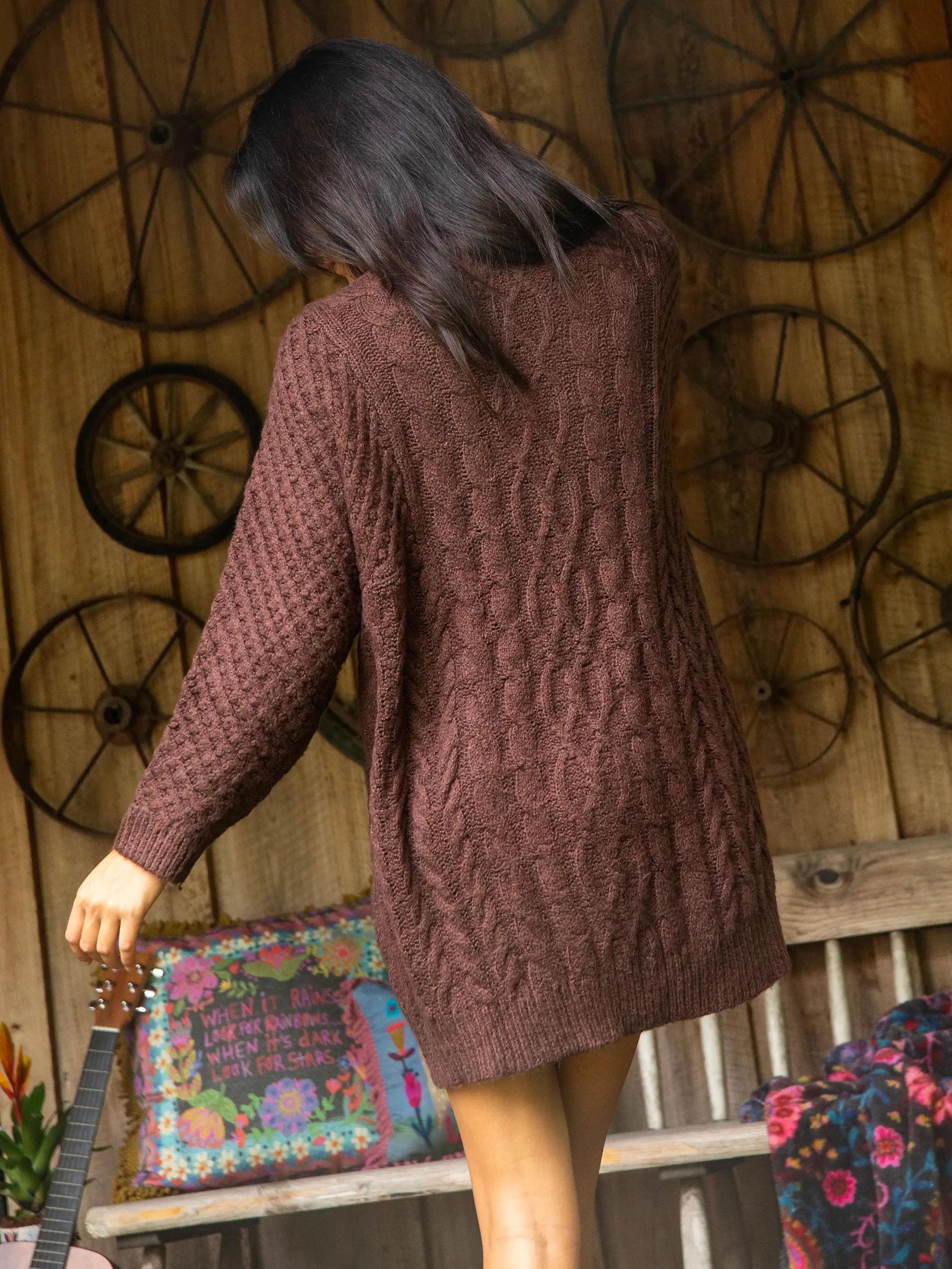 Saturday Morning Sweater Mini Dress - Brown