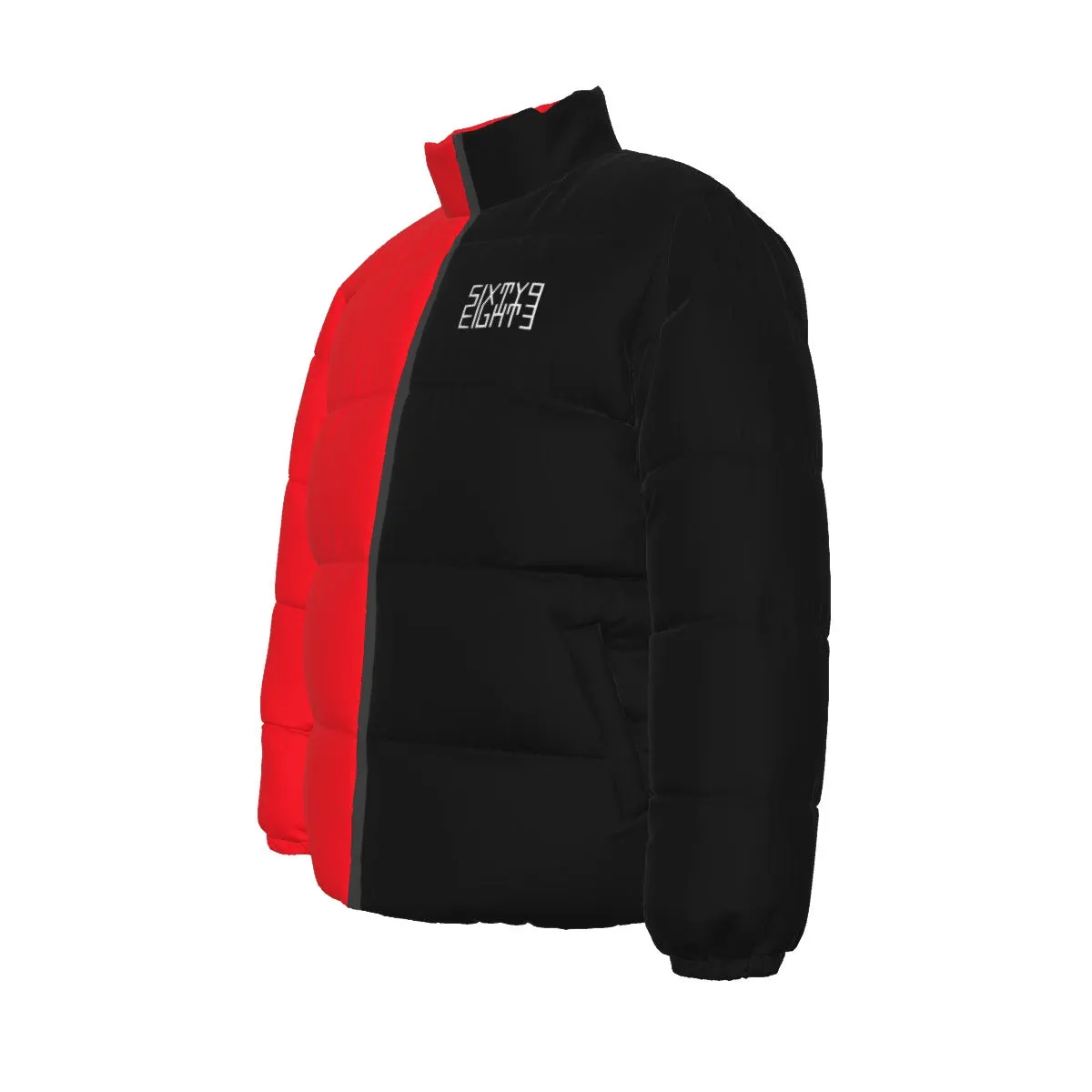 Sixty Eight 93 Logo White Red & Black Unisex Puffer Jacket